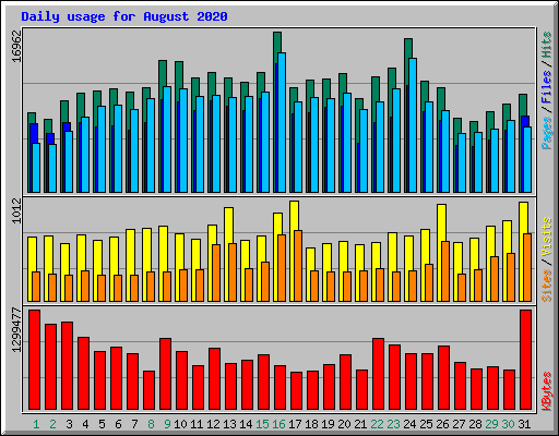 Daily usage for August 2020