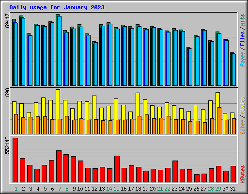 Daily usage for January 2023