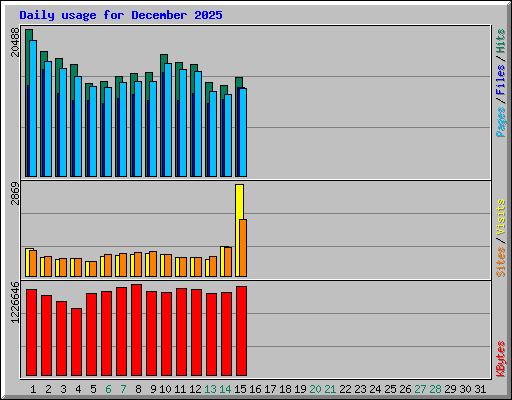 Daily usage for December 2025