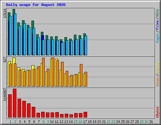 Daily usage for August 2026